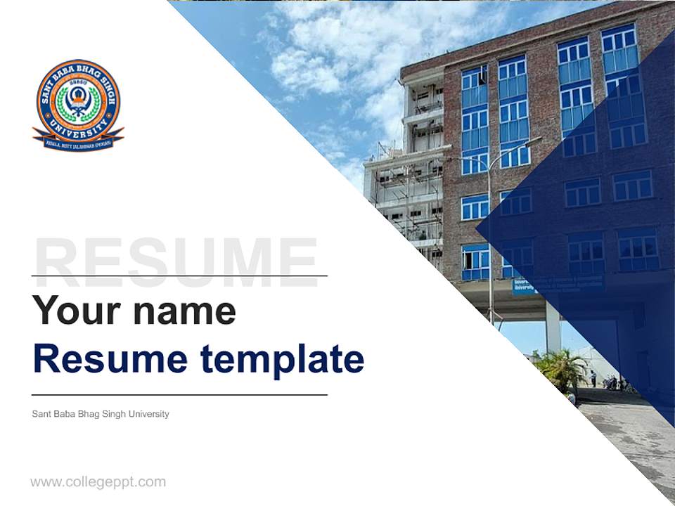 Sant Baba Bhag Singh University Resume PPT Template4:3 ratio PPT effect preview image5