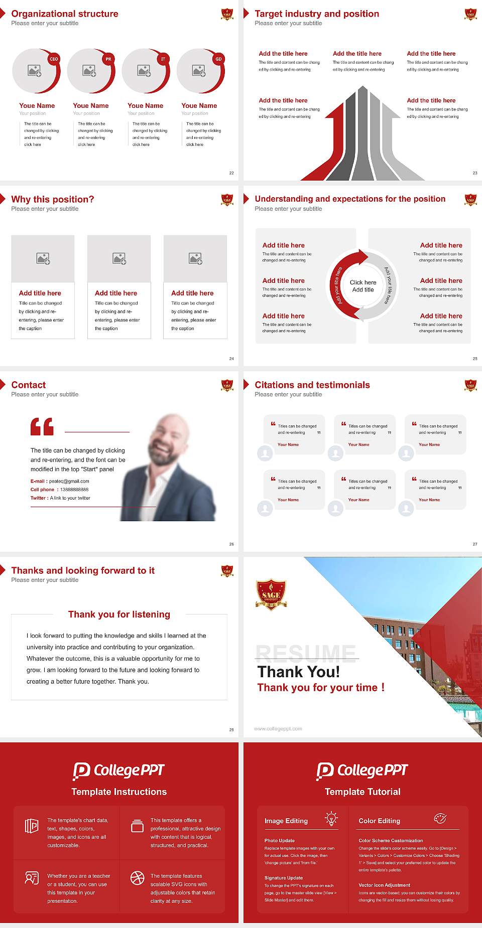 Sage University Resume PPT Template4:3 ratio PPT effect preview image4