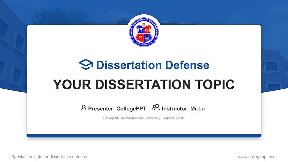 Sarvepalli Radhakrishnan University Graduation Thesis Defense PPT Template16:9 ratio PPT effect preview image