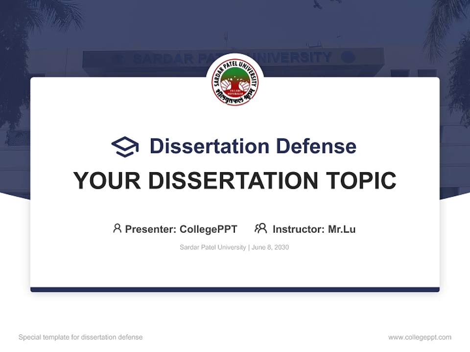 Sardar Patel University Graduation Thesis Defense PPT Template4:3 ratio PPT effect preview image7