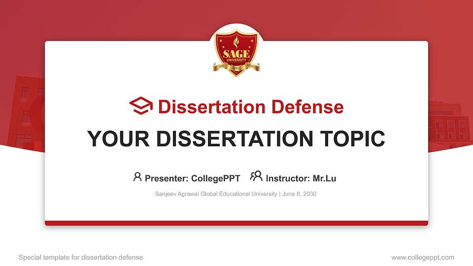 Sanjeev Agrawal Global Educational University Graduation Thesis Defense PPT Template16:9 ratio PPT effect preview image