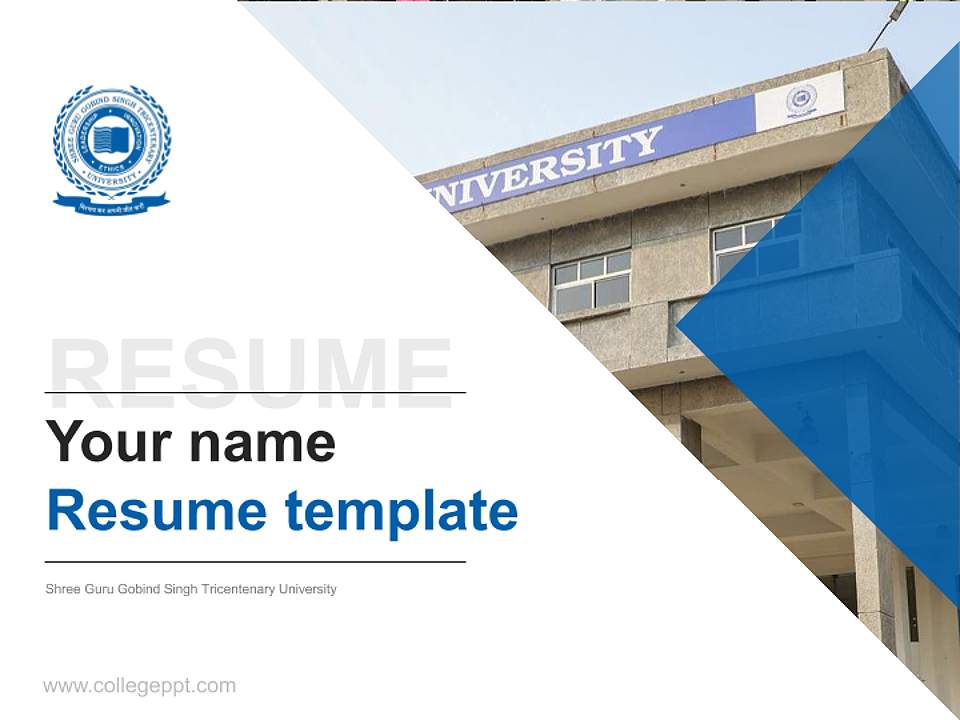 Shree Guru Gobind Singh Tricentenary University Resume PPT Template4:3 ratio PPT effect preview image5