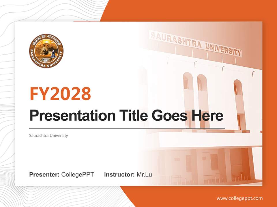 Saurashtra University Academic Presentation/Research Findings Report PPT Template4:3 ratio PPT effect preview image5