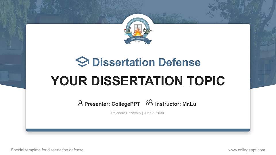 Rajendra University Graduation Thesis Defense PPT Template16:9 ratio PPT effect preview image