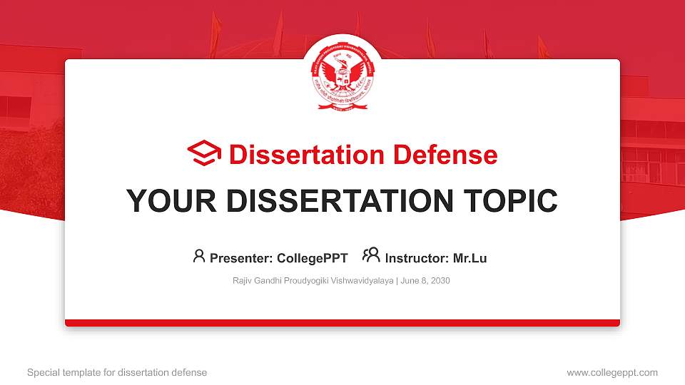 Rajiv Gandhi Proudyogiki Vishwavidyalaya Graduation Thesis Defense PPT Template16:9 ratio PPT effect preview image