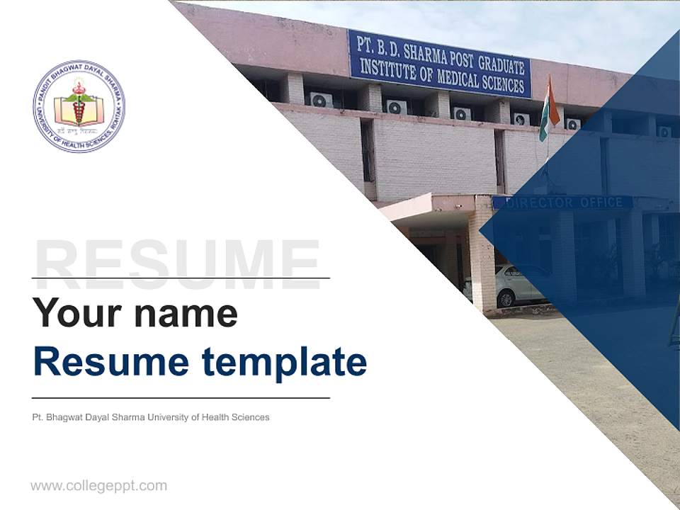 Pt. Bhagwat Dayal Sharma University of Health Sciences Resume PPT Template4:3 ratio PPT effect preview image5