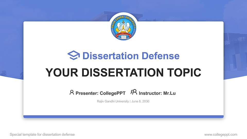 Rajiv Gandhi University Graduation Thesis Defense PPT Template16:9 ratio PPT effect preview image