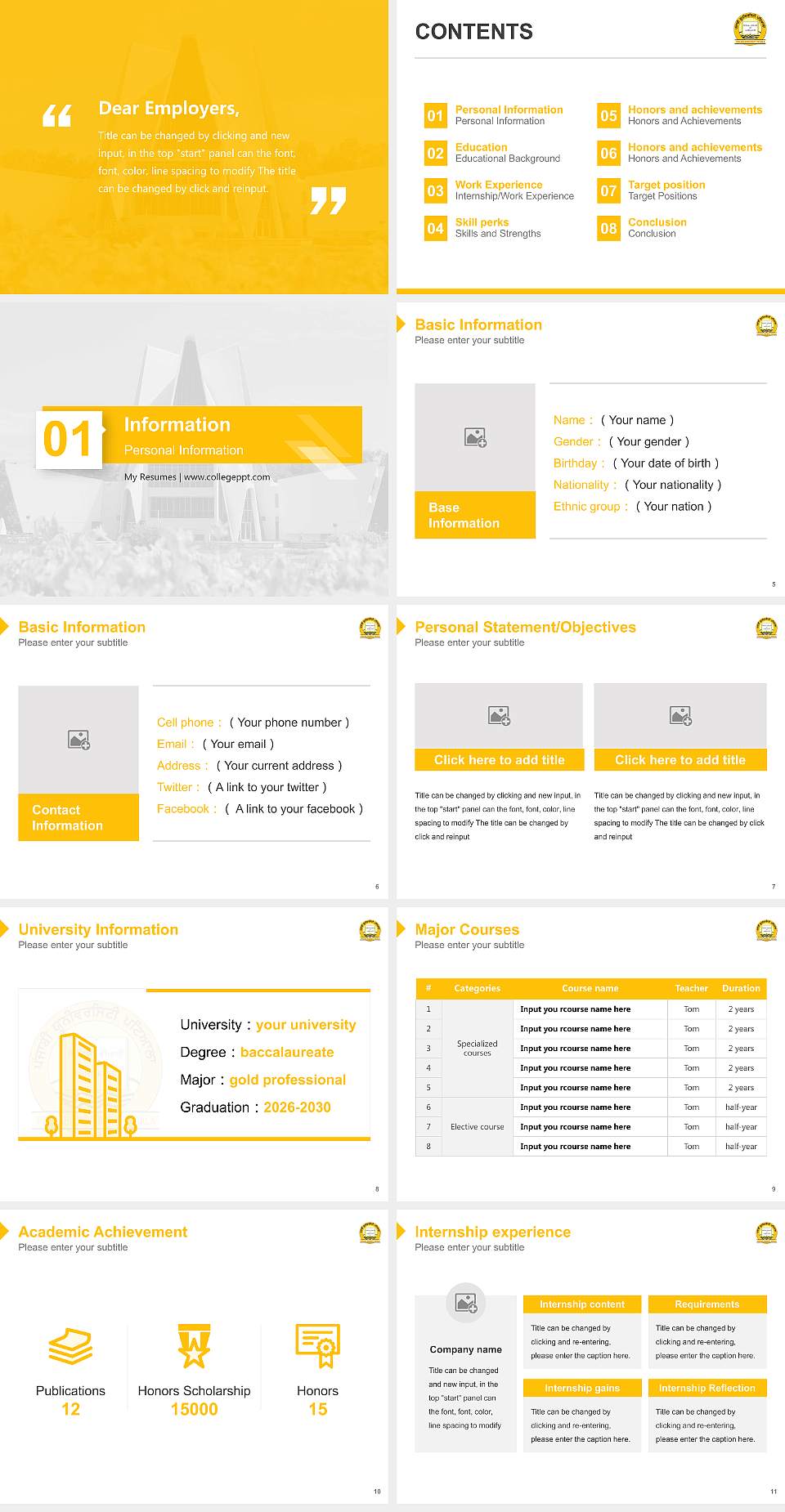 Punjabi University Resume PPT Template4:3 ratio PPT effect preview image2
