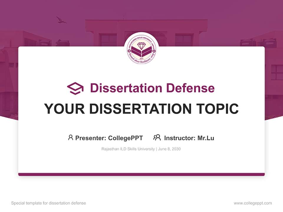 Rajasthan ILD Skills University Graduation Thesis Defense PPT Template4:3 ratio PPT effect preview image7