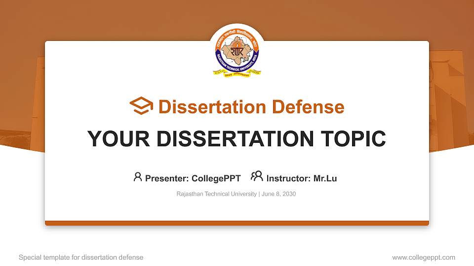 Rajasthan Technical University Graduation Thesis Defense PPT Template16:9 ratio PPT effect preview image