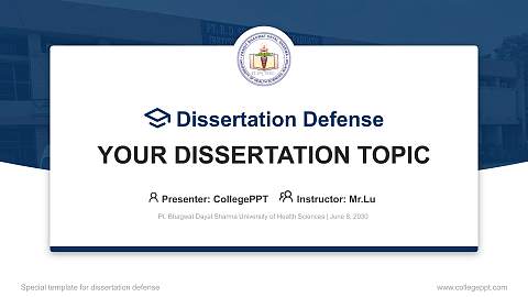 Pt. Bhagwat Dayal Sharma University of Health Sciences Graduation Thesis Defense PPT Template