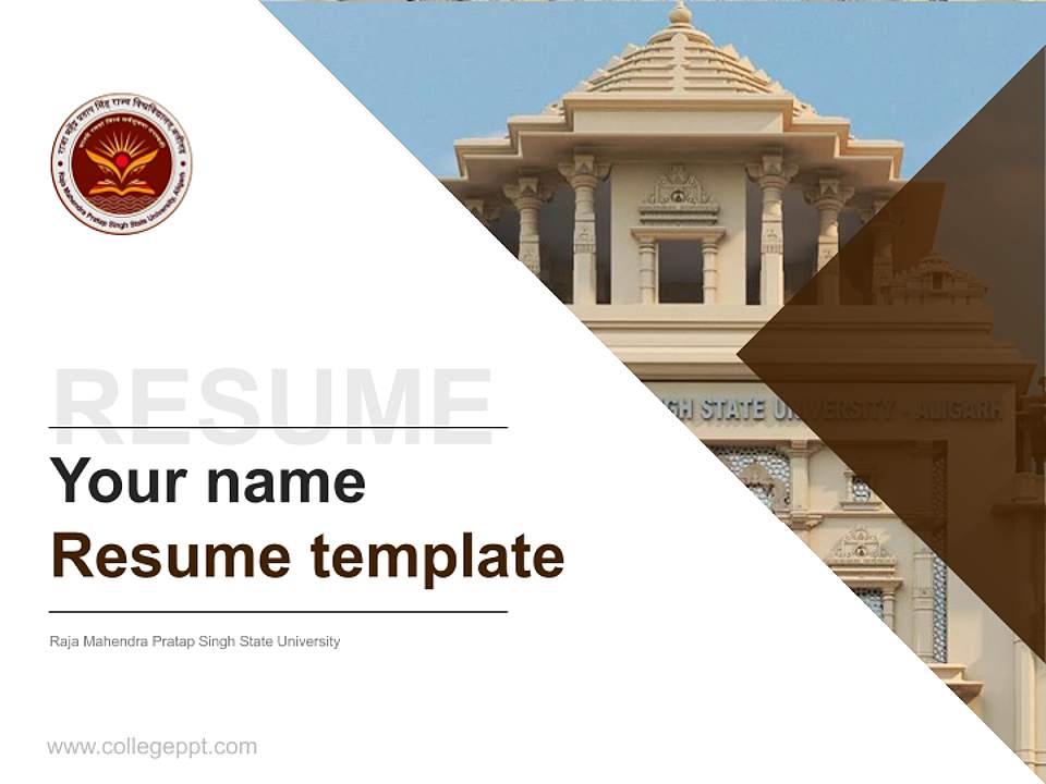 Raja Mahendra Pratap Singh State University Resume PPT Template4:3 ratio PPT effect preview image5