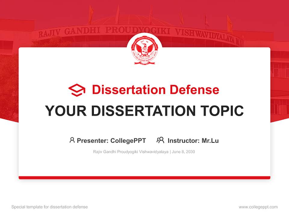 Rajiv Gandhi Proudyogiki Vishwavidyalaya Graduation Thesis Defense PPT Template4:3 ratio PPT effect preview image7