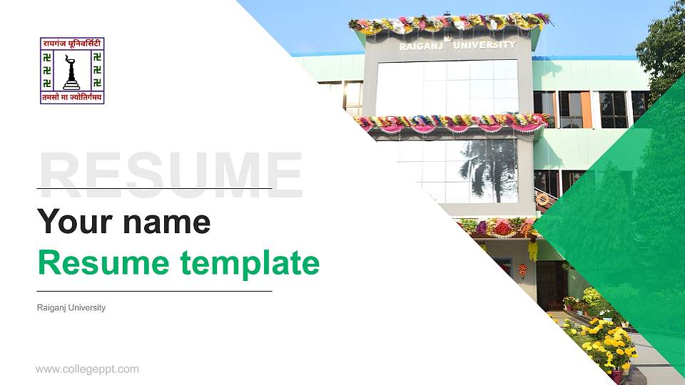 Raiganj University Resume PPT Template16:9 ratio PPT effect preview image