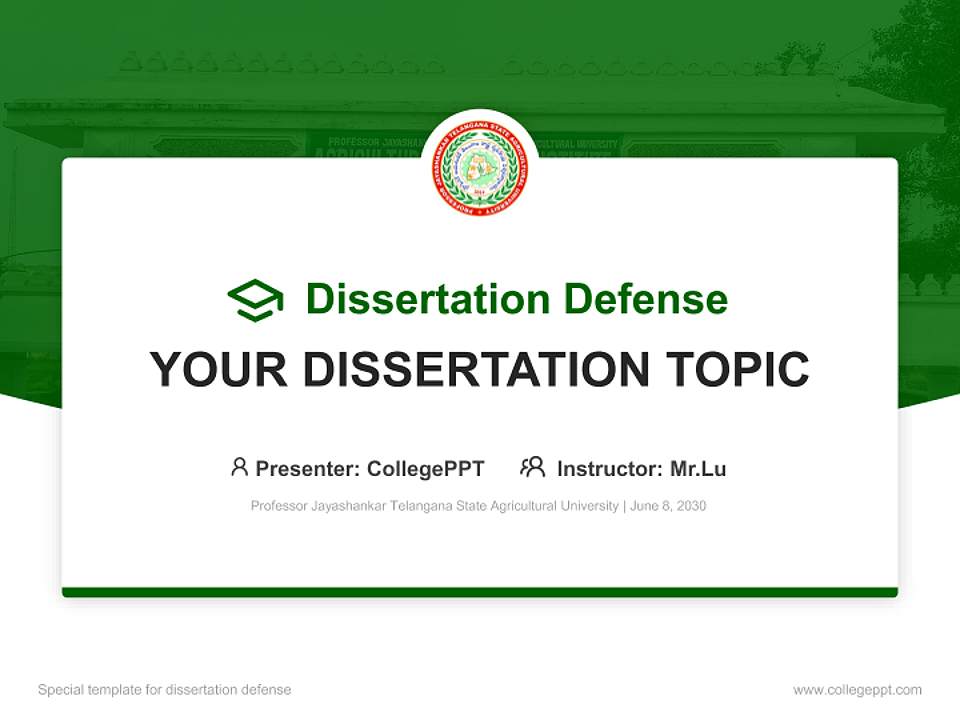 Professor Jayashankar Telangana State Agricultural University Graduation Thesis Defense PPT Template4:3 ratio PPT effect preview image7