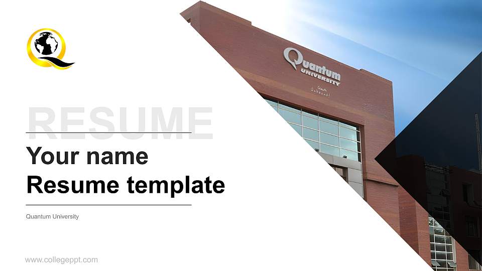 Quantum University Resume PPT Template16:9 ratio PPT effect preview image