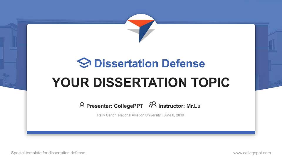 Rajiv Gandhi National Aviation University Graduation Thesis Defense PPT Template16:9 ratio PPT effect preview image