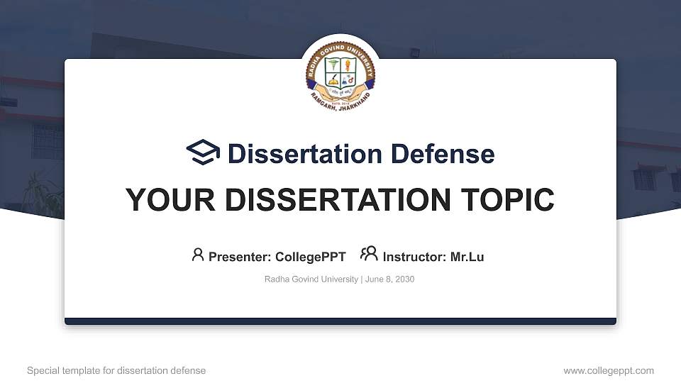 Radha Govind University Graduation Thesis Defense PPT Template16:9 ratio PPT effect preview image