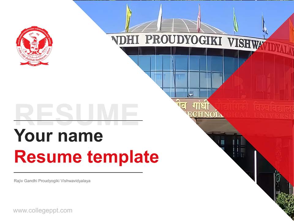 Rajiv Gandhi Proudyogiki Vishwavidyalaya Resume PPT Template4:3 ratio PPT effect preview image5