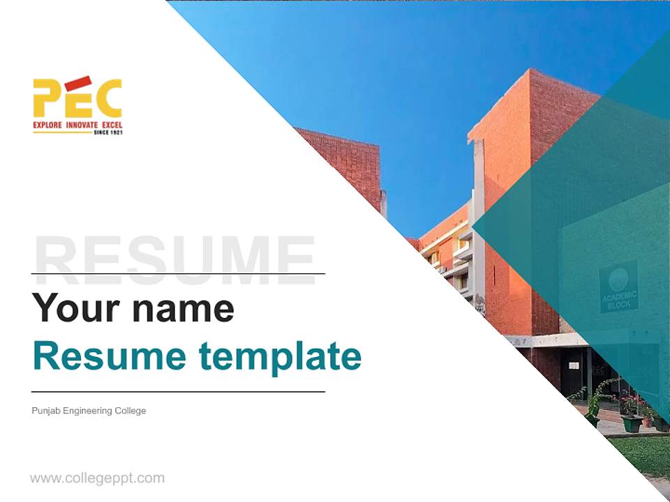 Punjab Engineering College Resume PPT Template4:3 ratio PPT effect preview image5