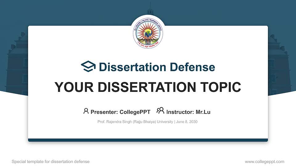 Prof. Rajendra Singh (Rajju Bhaiya) University Graduation Thesis Defense PPT Template16:9 ratio PPT effect preview image