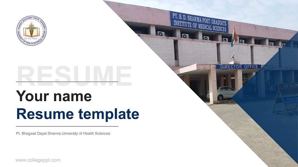 Pt. Bhagwat Dayal Sharma University of Health Sciences Resume PPT Template16:9 ratio PPT effect preview image