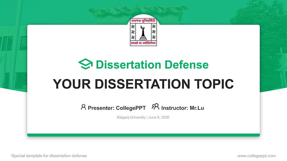 Raiganj University Graduation Thesis Defense PPT Template16:9 ratio PPT effect preview image