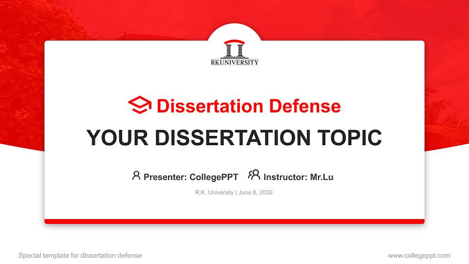 R.K. University Graduation Thesis Defense PPT Template16:9 ratio PPT effect preview image