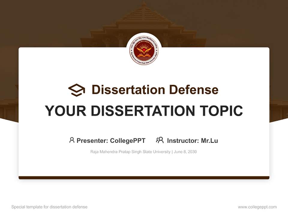 Raja Mahendra Pratap Singh State University Graduation Thesis Defense PPT Template4:3 ratio PPT effect preview image7