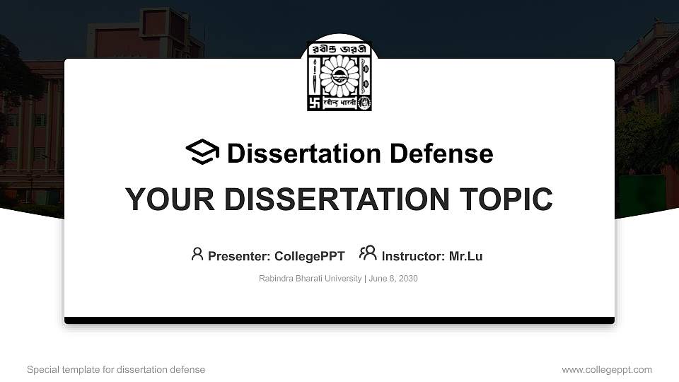 Rabindra Bharati University Graduation Thesis Defense PPT Template16:9 ratio PPT effect preview image