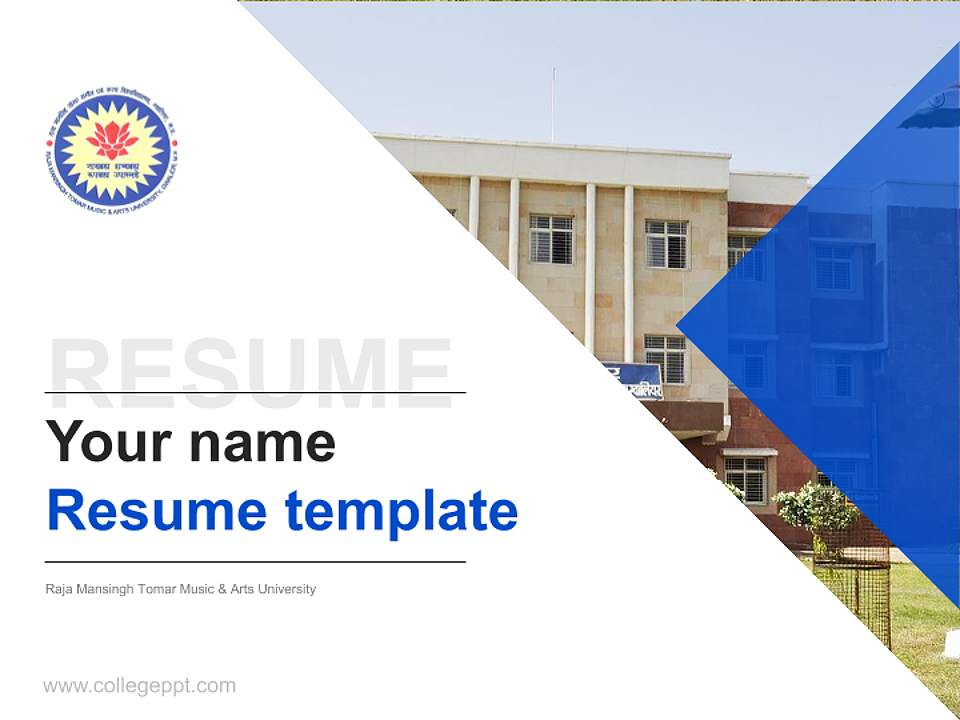 Raja Mansingh Tomar Music & Arts University Resume PPT Template4:3 ratio PPT effect preview image5