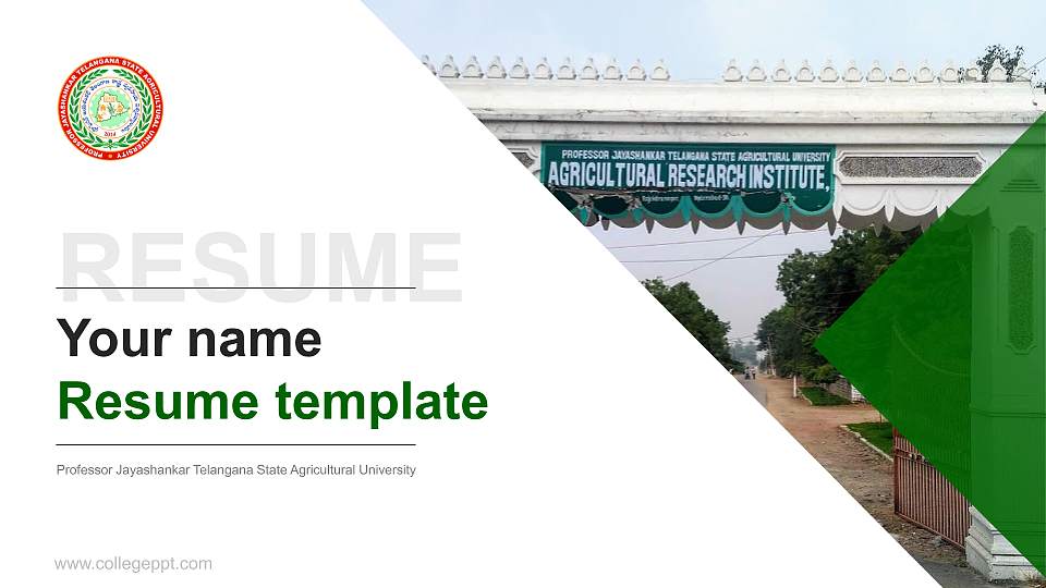 Professor Jayashankar Telangana State Agricultural University Resume PPT Template16:9 ratio PPT effect preview image
