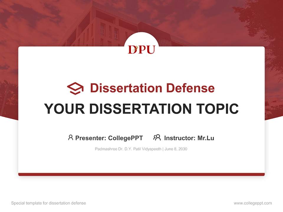 Padmashree Dr. D.Y. Patil Vidyapeeth Graduation Thesis Defense PPT Template4:3 ratio PPT effect preview image7