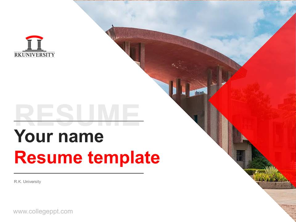 R.K. University Resume PPT Template4:3 ratio PPT effect preview image5