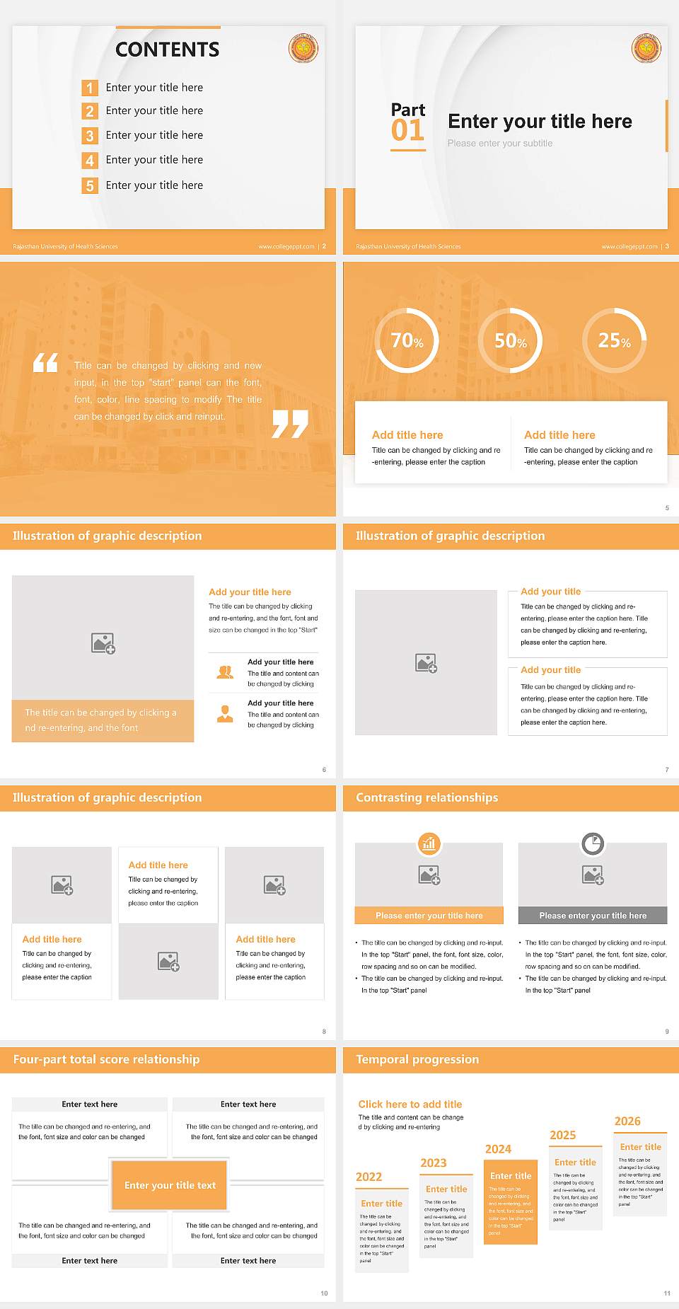 Rajasthan University of Health Sciences Thesis Proposal/Graduation Defense PPT Template4:3 ratio PPT effect preview image2