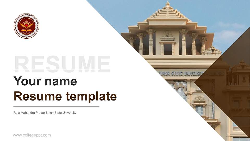 Raja Mahendra Pratap Singh State University Resume PPT Template16:9 ratio PPT effect preview image