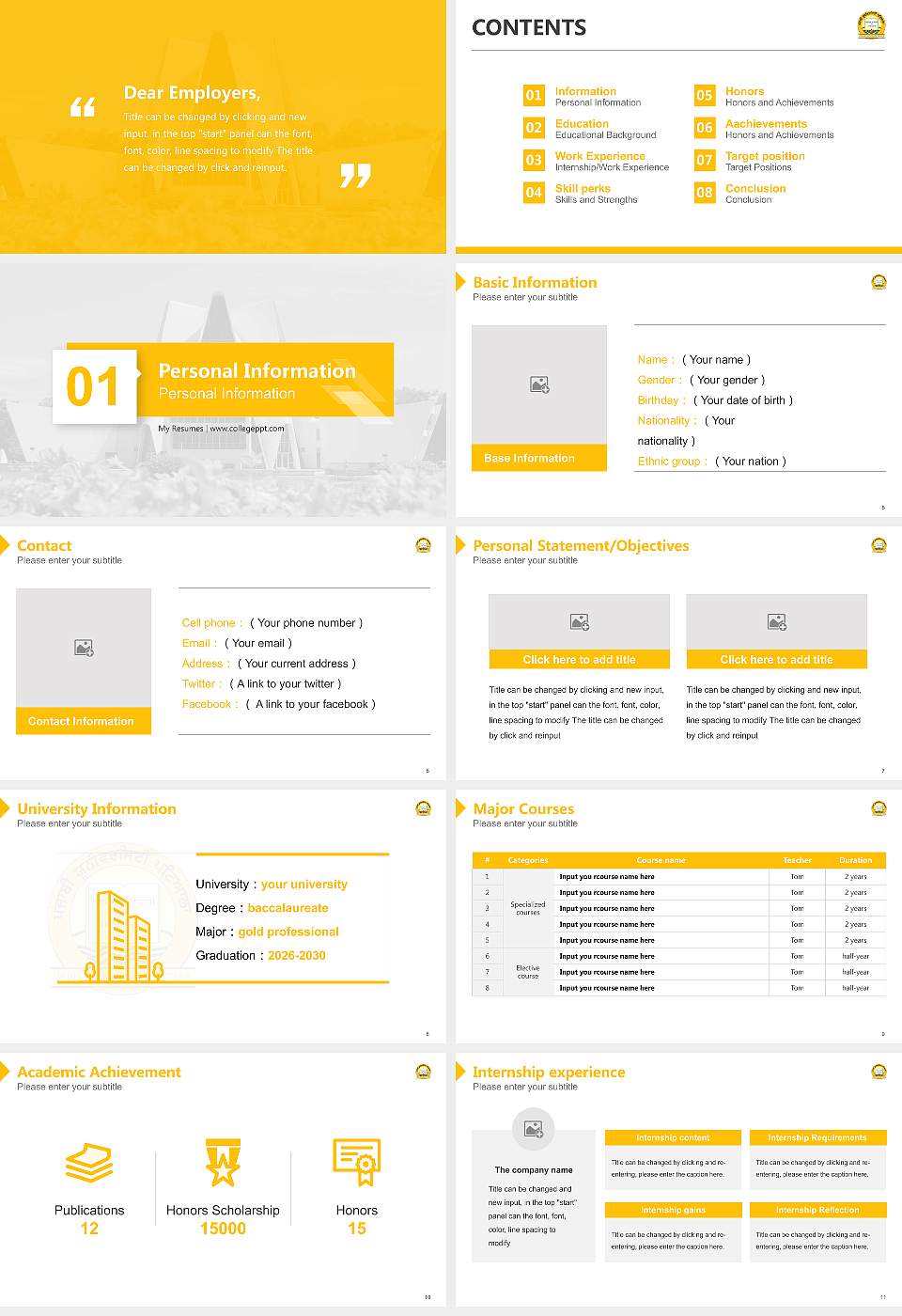 Punjabi University Resume PPT Template16:9 ratio PPT effect preview image2