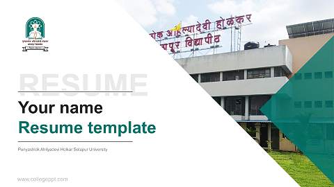 Punyashlok Ahilyadevi Holkar Solapur University Resume PPT Template