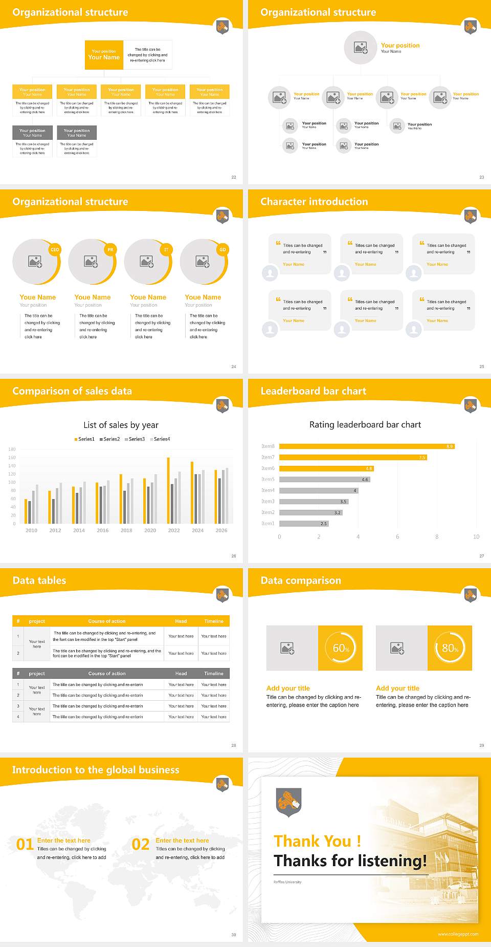 Raffles University Academic Presentation/Research Findings Report PPT Template4:3 ratio PPT effect preview image4