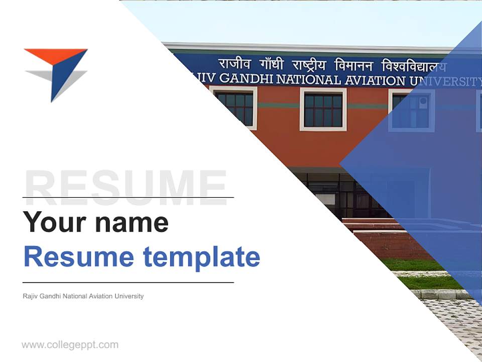Rajiv Gandhi National Aviation University Resume PPT Template4:3 ratio PPT effect preview image5