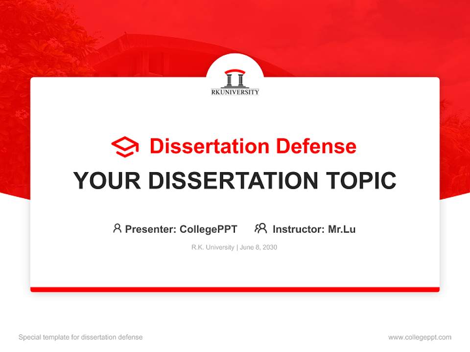 R.K. University Graduation Thesis Defense PPT Template4:3 ratio PPT effect preview image7