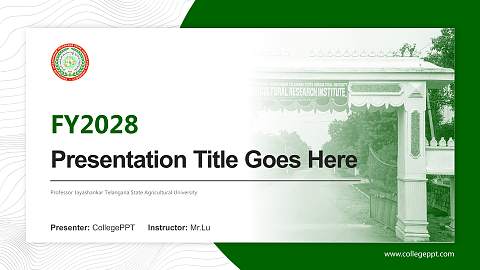 Professor Jayashankar Telangana State Agricultural University Academic Presentation/Research Findings Report PPT Template