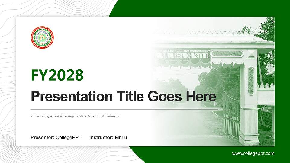 Professor Jayashankar Telangana State Agricultural University Academic Presentation/Research Findings Report PPT Template16:9 ratio PPT effect preview image