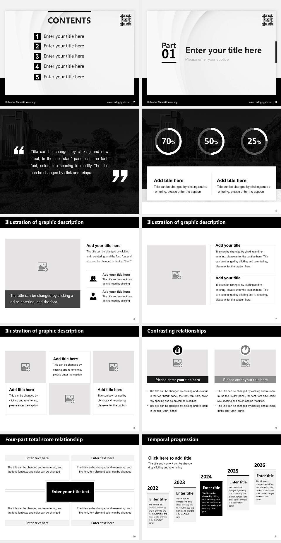 Rabindra Bharati University Thesis Proposal/Graduation Defense PPT Template4:3 ratio PPT effect preview image2