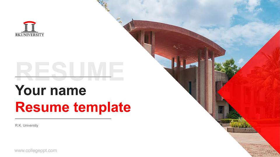 R.K. University Resume PPT Template16:9 ratio PPT effect preview image
