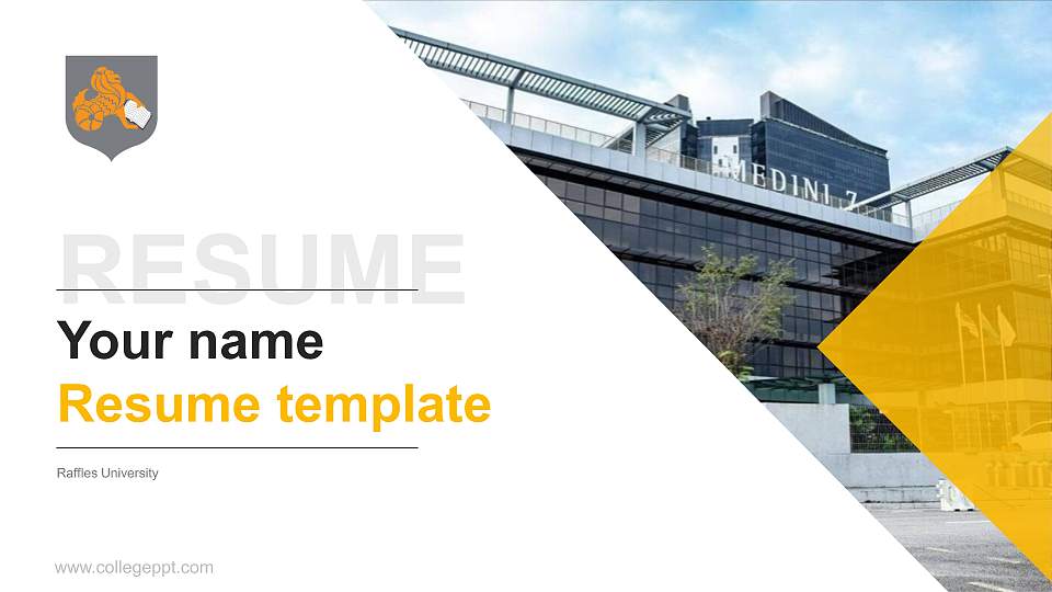 Raffles University Resume PPT Template16:9 ratio PPT effect preview image