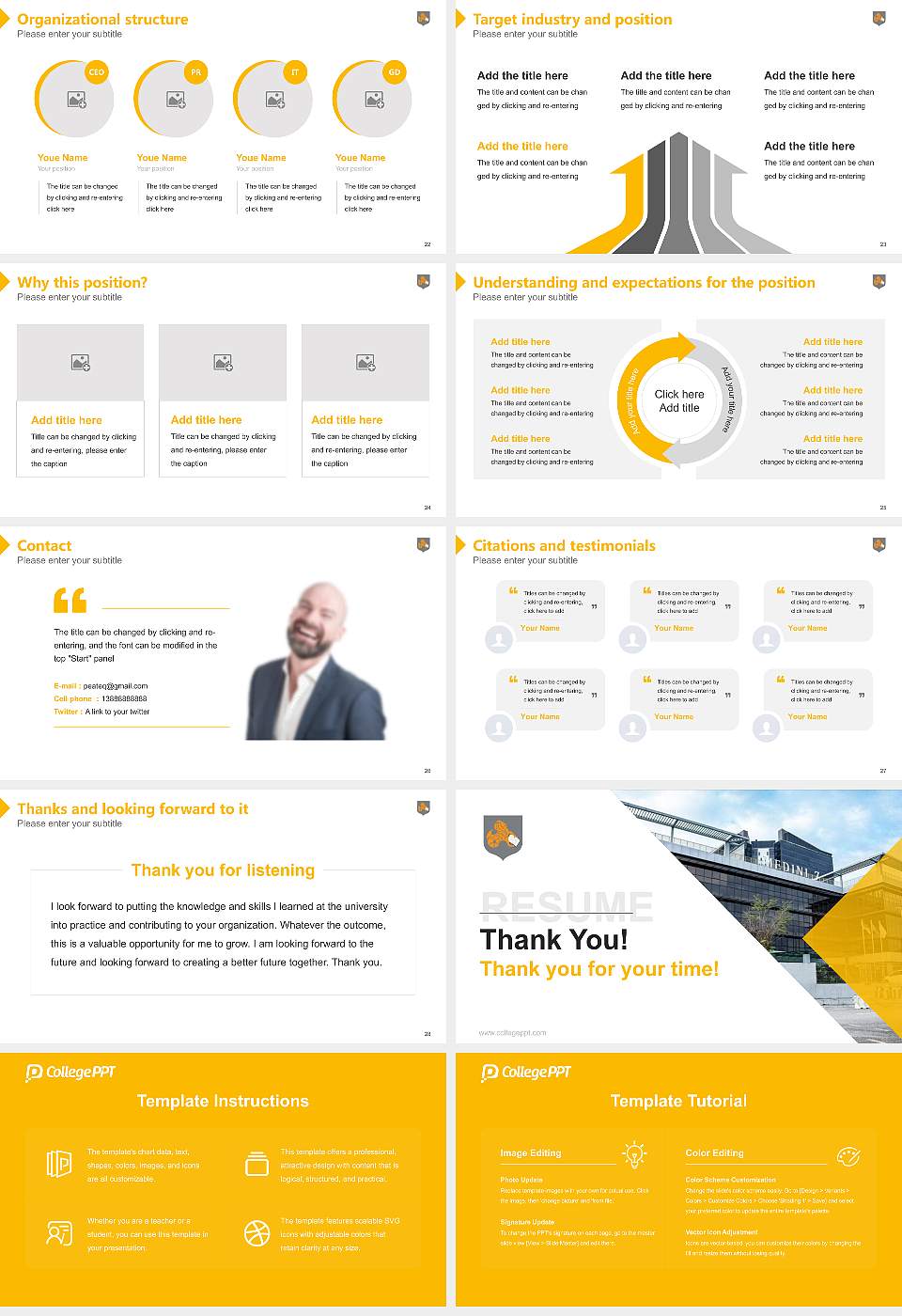 Raffles University Resume PPT Template16:9 ratio PPT effect preview image4