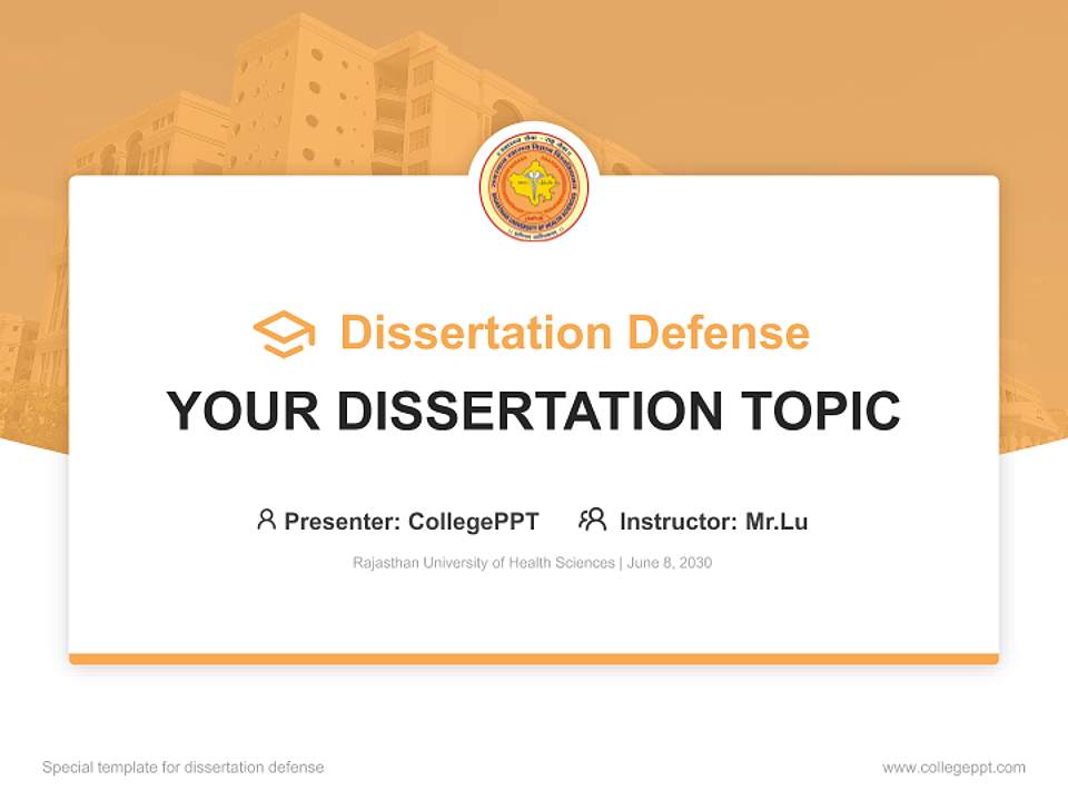 Rajasthan University of Health Sciences Graduation Thesis Defense PPT Template4:3 ratio PPT effect preview image7