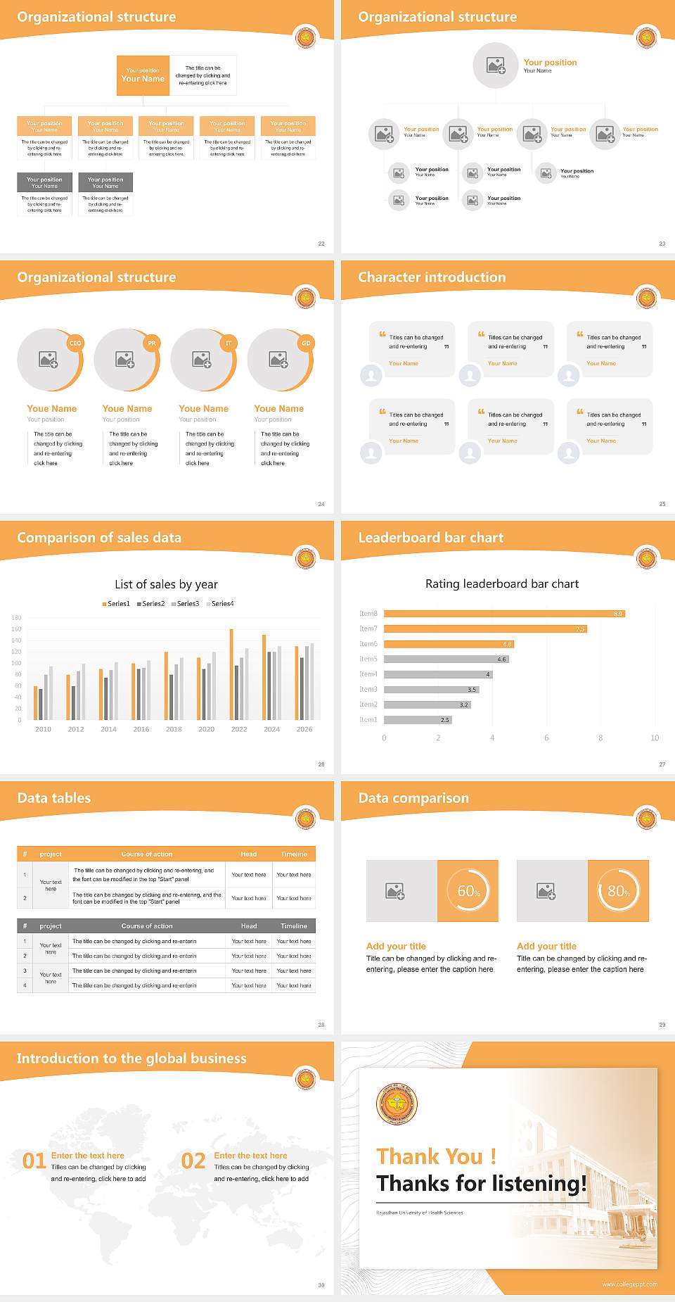 Rajasthan University of Health Sciences Academic Presentation/Research Findings Report PPT Template4:3 ratio PPT effect preview image4