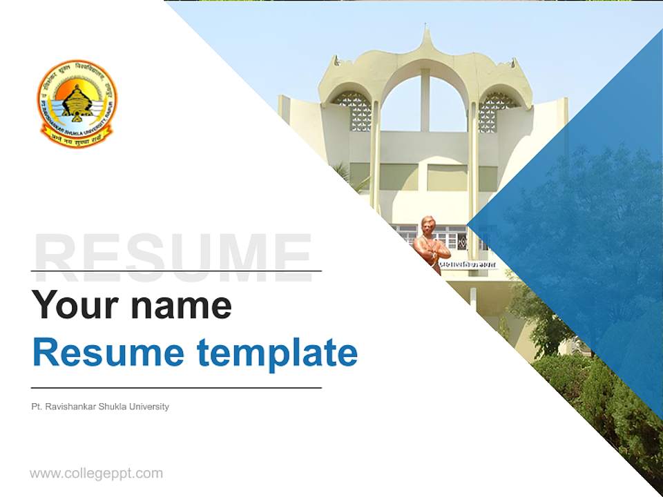 Pt. Ravishankar Shukla University Resume PPT Template4:3 ratio PPT effect preview image5